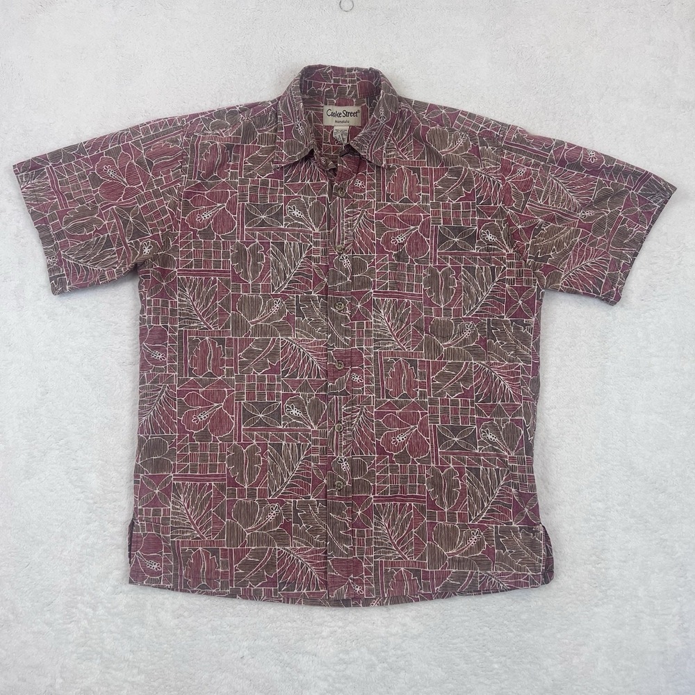 Cooke Street Honolulu Hawaiian Shirt Mens MED Reverse Print‎ Floral Hibiscus